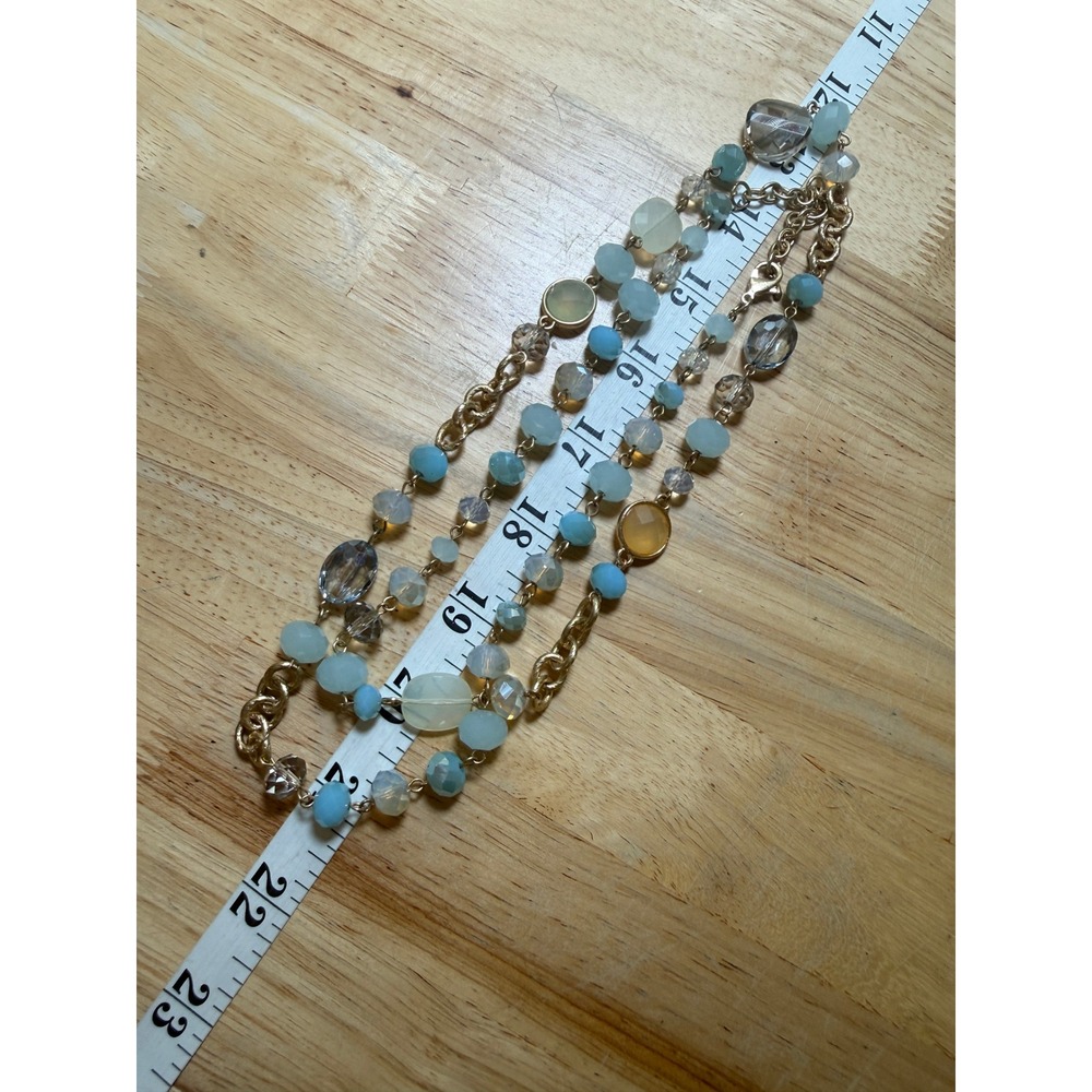 Boho Coastal Multi Strand Beaded Statement Necklace Loft - Picture 4 of 6